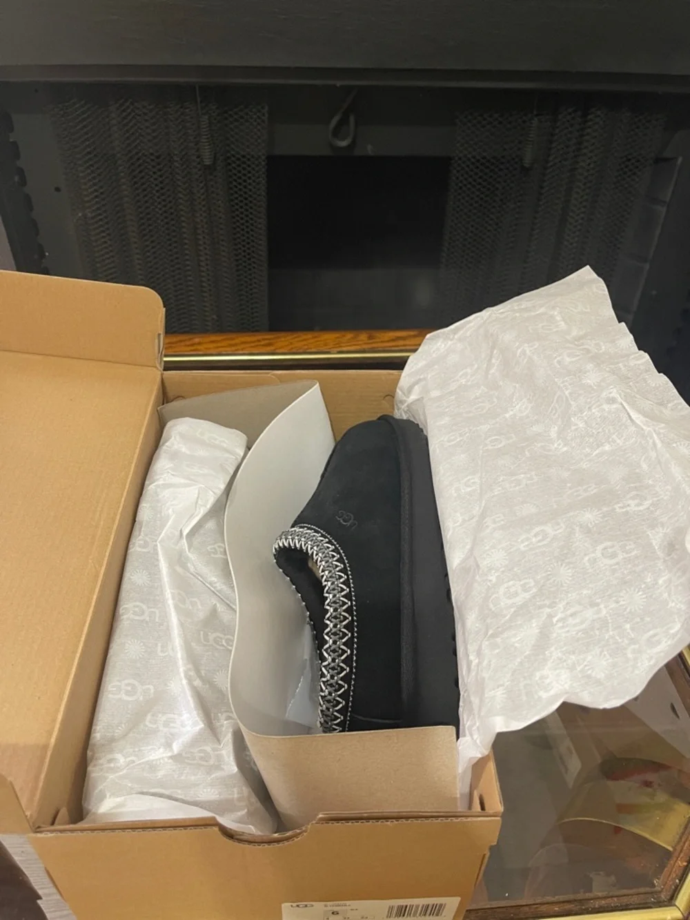 UGG Black Suede Braided-Trim Slip-On Clog - Picture 7 of 8